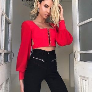 Tiger Mist Cheri Long Sleeve Sexy Crop Top